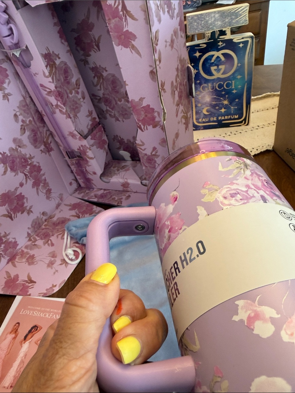 Stanley Love Shack Fancy Purple Pink Floral with Handle and Straw - Picture 13 of 14